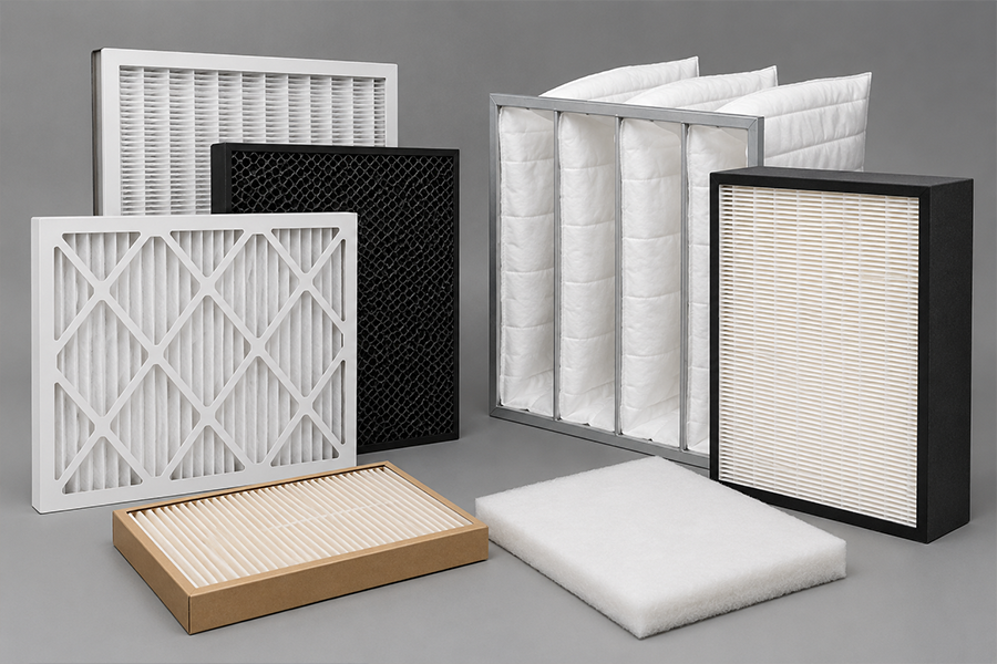 Types of Vent Air Filters Display for HVAC Systems